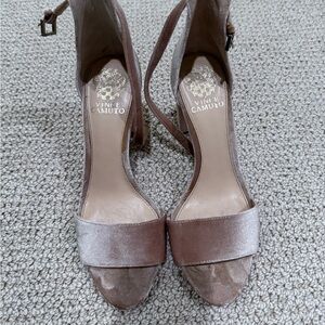 Vince Camuto Corlina Ankle Strap Sandals in a blush pink velvet